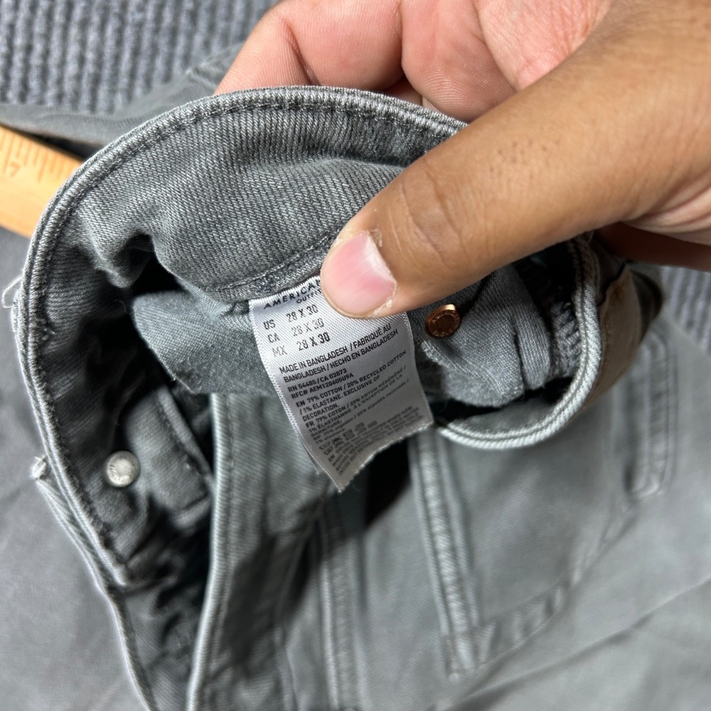 American Eagle Jeans Men's 28x30 Athletic Fit Gray Denim Pants Stretch - Picture 5 of 11